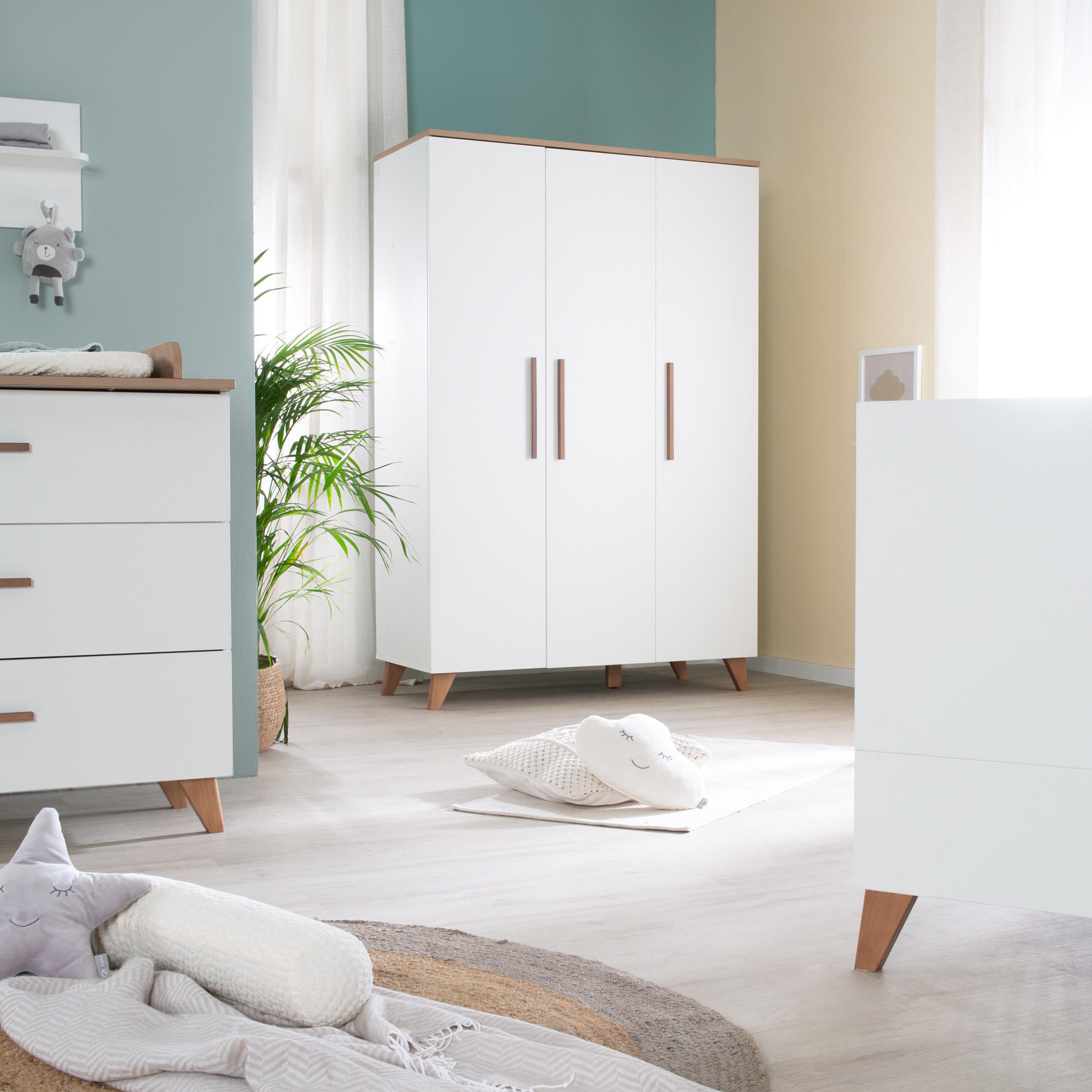 KLEIDERSCHRANK Lennie - Eichefarben/Weiß, Eichenholz/Holz (119/190/52cm) - Roba
