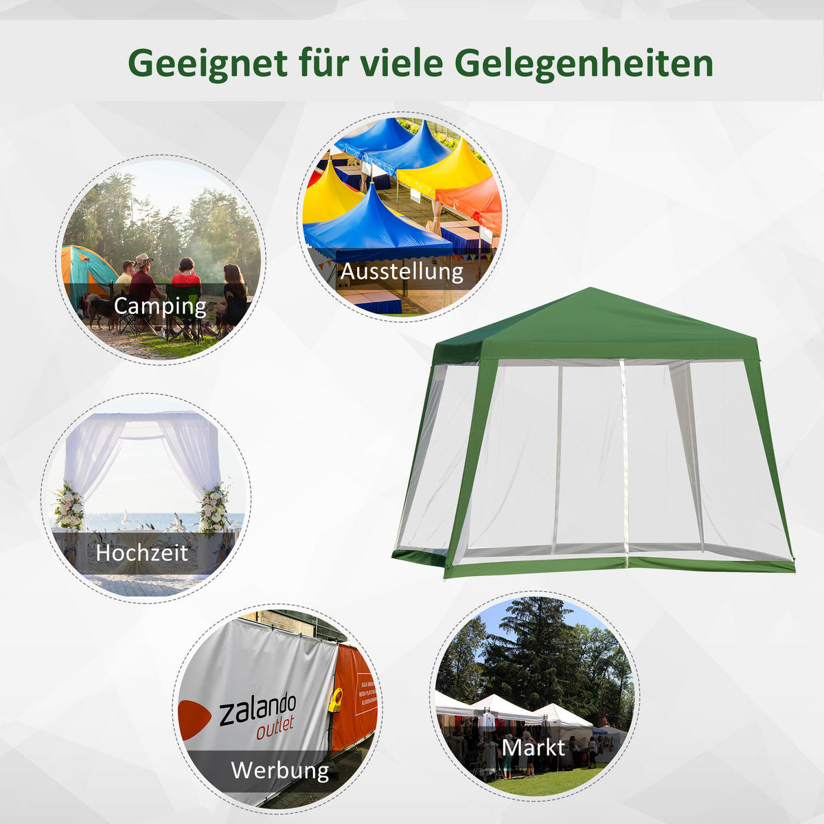 GARTENPAVILLON Metall+Polyester Grün - Grün, Kunststoff/Metall (300/245/300cm) - Outsunny