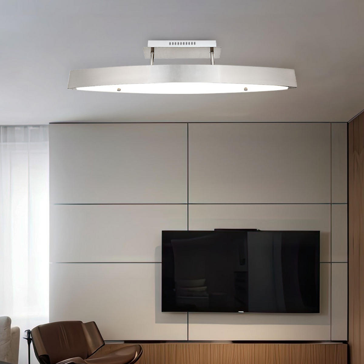 LED DECKENLEUCHTE SARAGOSSA Silber Metall Acryl - Silberfarben, Metall (80/9/18cm) - Globo Lighting