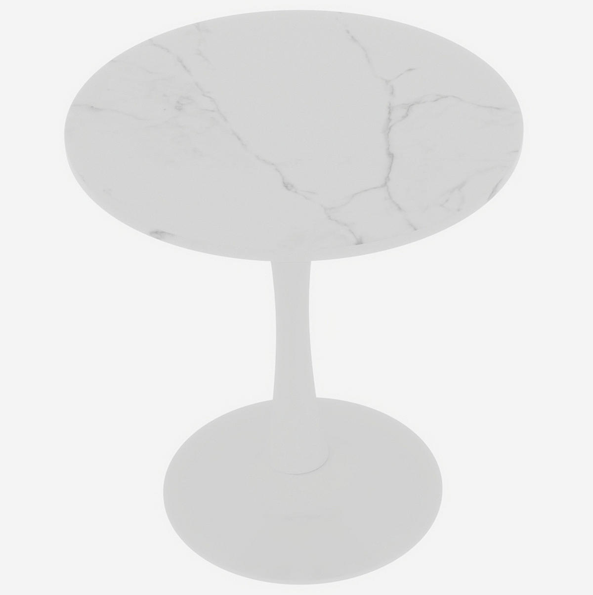 KONFERENČNÍ stolek 70/70/72 cm bílý z umělého mramoru kulatý minimalistický - bílá, kámen (70/70/72cm) - OKWISH