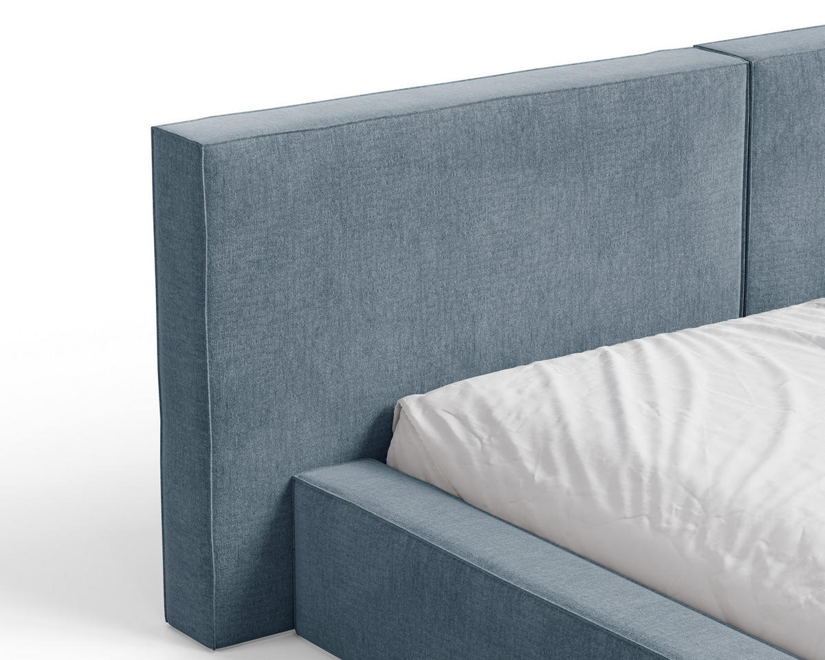 POLSTERBETT 06 140x200 cm – Tresor - Bett mit Bettkasten, Metall-Lattenrost - Blau, Holz (140/200cm) - ROYAL24_MARKT
