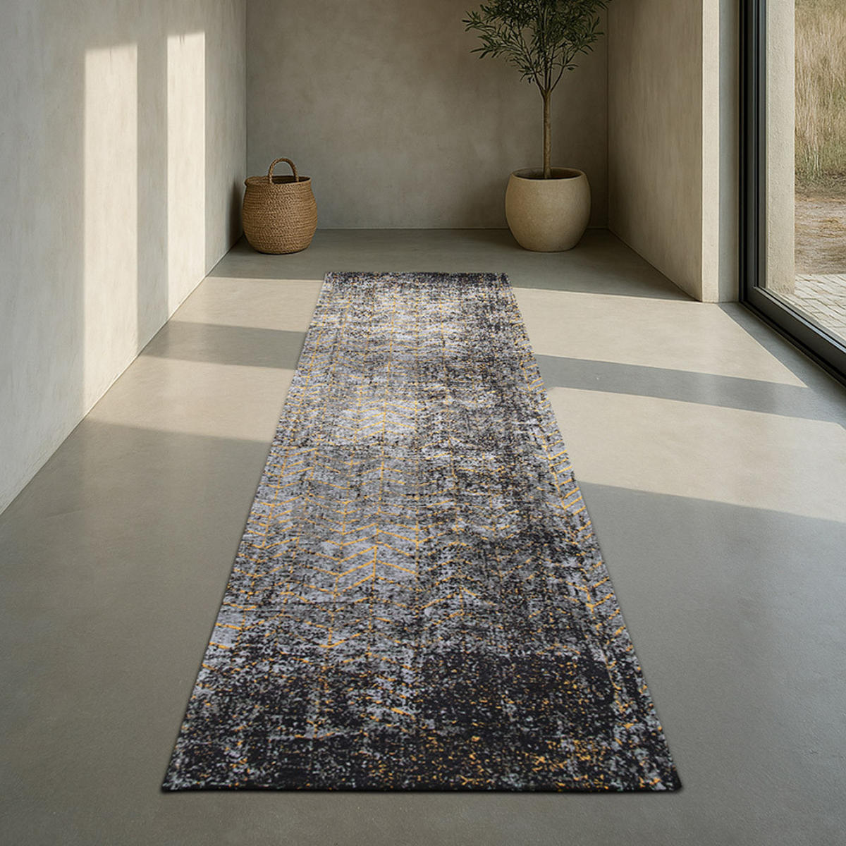 TEPPICH Broadway Glitter Mad Men Jacob's Ladder 80/250 cm - Schwarz, Naturmaterialien/Textil (80/250cm) - Louis De Poortere