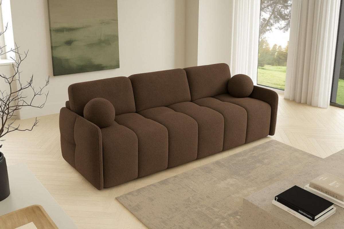 SOFA Ziegelrot EMILI Schlaffunktion Abriamo - Orange, Textil (212/95/90cm) - Sepro Meble