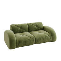 2-SITZER Modulsofa aus Chenille Grün rahmenlos mit 32D-Hochdichteschaum und flexiblem Aufbau - Grün, Textil (204/76/95cm) - Modfu