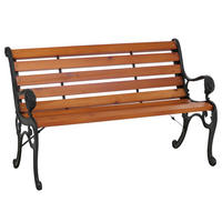 GARTENBANK Schwarz, Teak Dekor - Schwarz/Teakfarben, Holz (132/80/35cm) - MCW