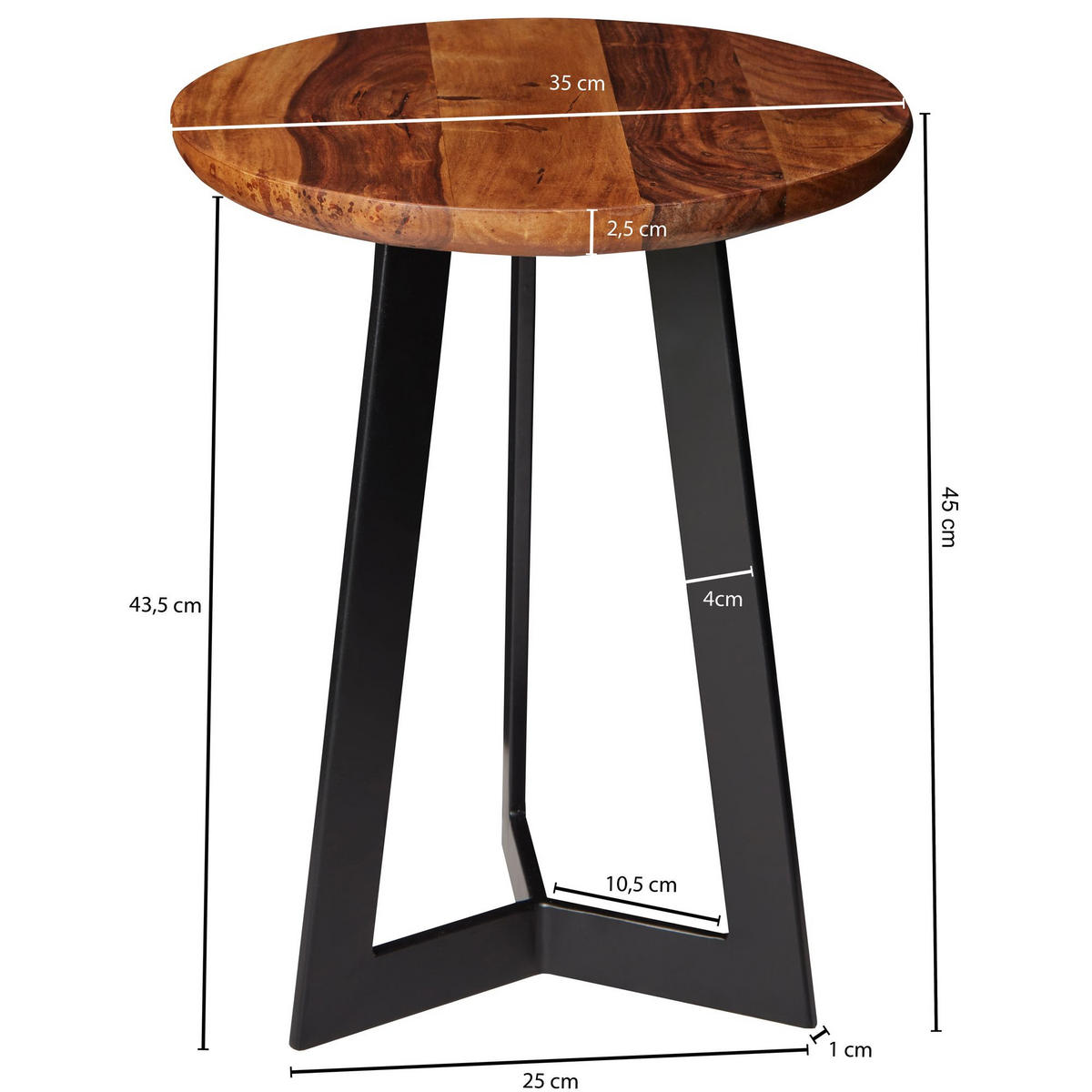 BEISTELLTISCH rund VICTORIA Sheesham - Sheeshamfarben, Holz (35/35/45cm) - tinkaro