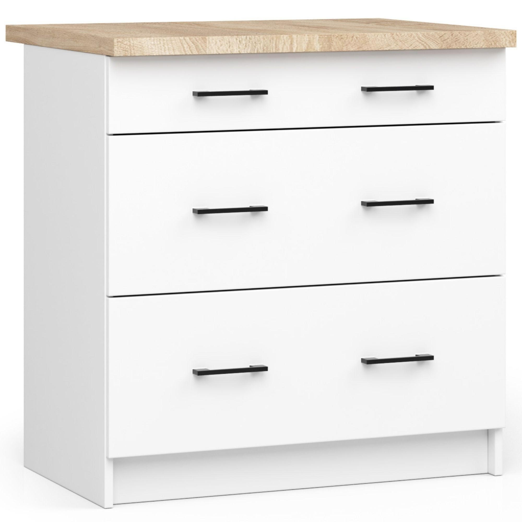 KÜCHENSCHRANK Weiß 46x80x85cm - Schwarz/Weiß, Holzwerkstoff/Kunststoff (80/85/46cm) - Akord