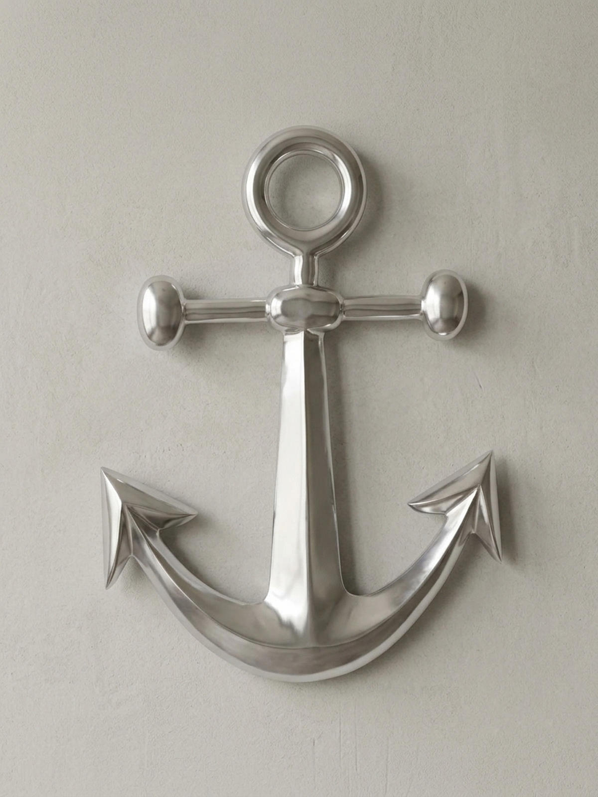WANDDEKO Anker Aluminium silberfarben poliert 62,5 cm handgefertigt - Silberfarben, Metall (40/63/4cm) - KADIMA DESIGN