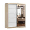 SCHIEBETÜRENSCHRANK - EVA BIS 05 Sonoma + Weiß - Weiß/Sonoma Eiche, Holzwerkstoff (160/195/61cm) - Möblo