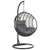 HÄNGESESSEL mit Gestell PE Rattan schwarz 97 cm Aspio - Schwarz, Kunststoff (99/199/97cm) - Beliani