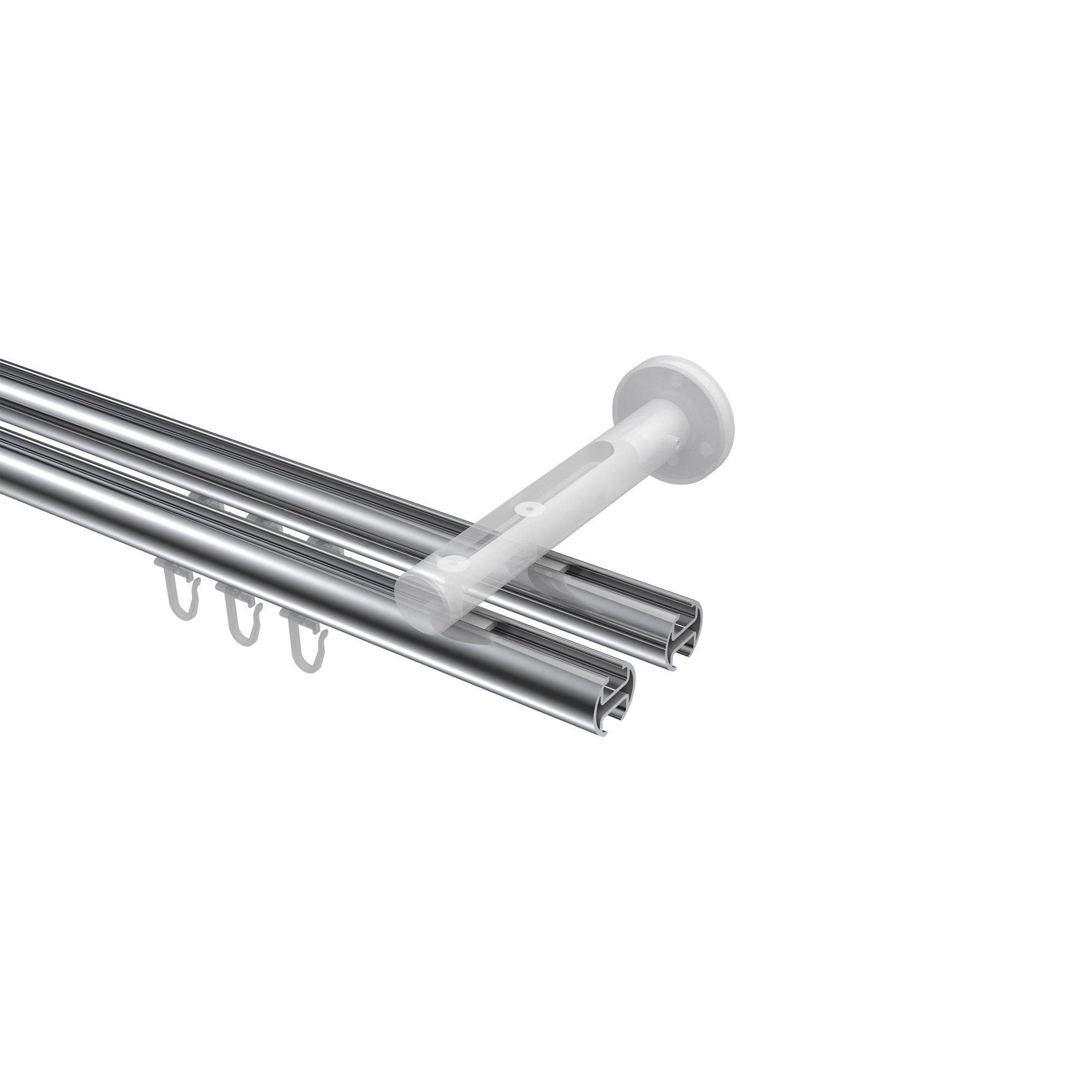 GARDINENSTANGE INNENLAUF Siteno Verano 600 cm (geteilt in 3 x 200 cm), 2-läufig, 20 mm Ø Chrom - Chromfarben/Weiß, Metall (600cm) - INTERDECO