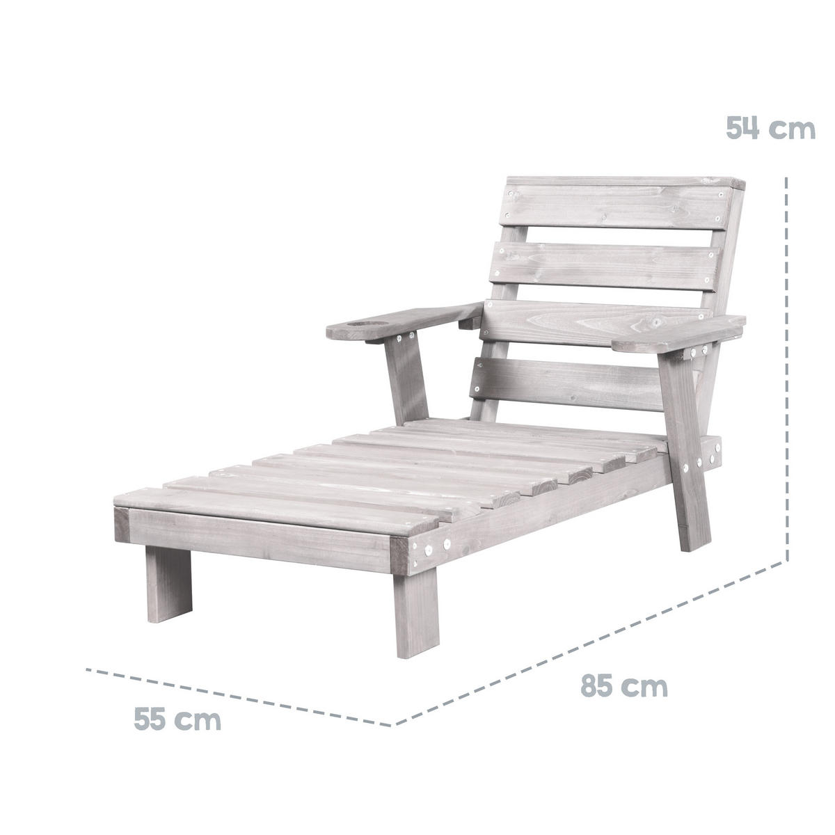 OUTDOORLIEGE Outdoorliege Little Stars - Hellgrau, Holz (55/54/85cm) - Roba