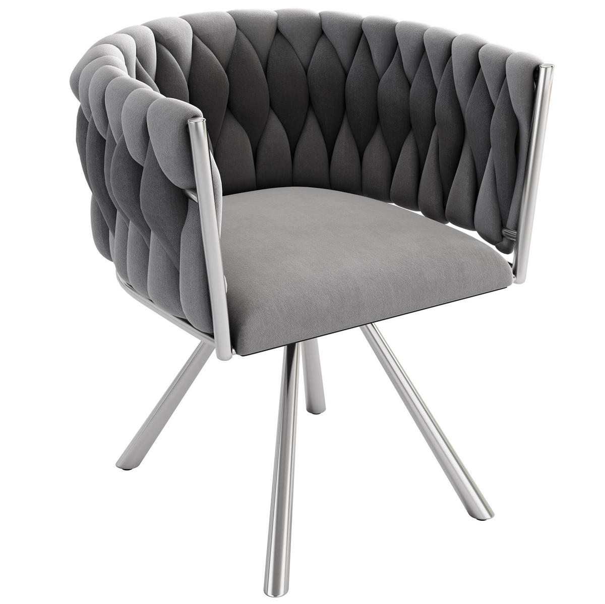 ESSZIMMERSTUHL 2er-Set drehbar Samt Grau Silber - Grau, Metall (54/72/59cm) - Meubliv