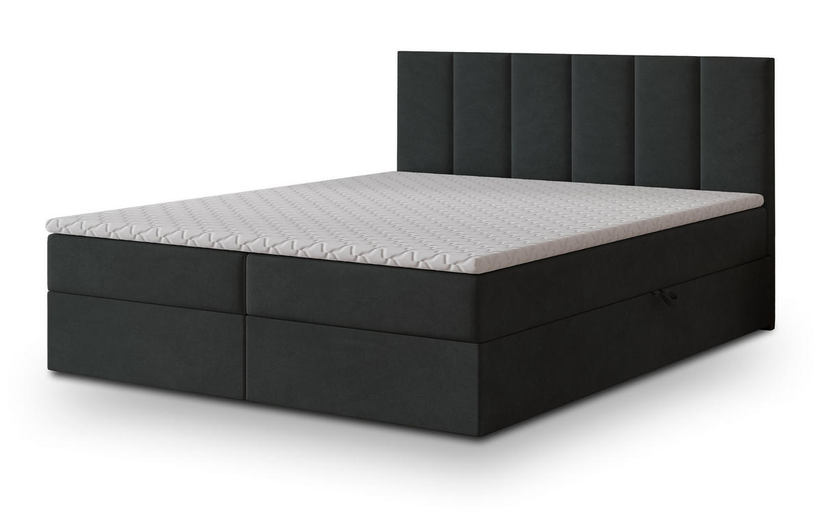 POSTEL BOXSPRING MERIL 160x200 cm, s matrací a úložným prostorem, černá - černá, kompozitní dřevo/textil (160/200cm) - MASSENO