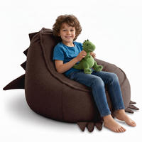 SITZSACK FÜR KINDER Dino 75/75/55 cm, weicher Bouclé 315 g/m², abnehmbarer Bezug, Cocoa Brown - Dunkelbraun, Textil (75/55/75cm) - Dreamroots