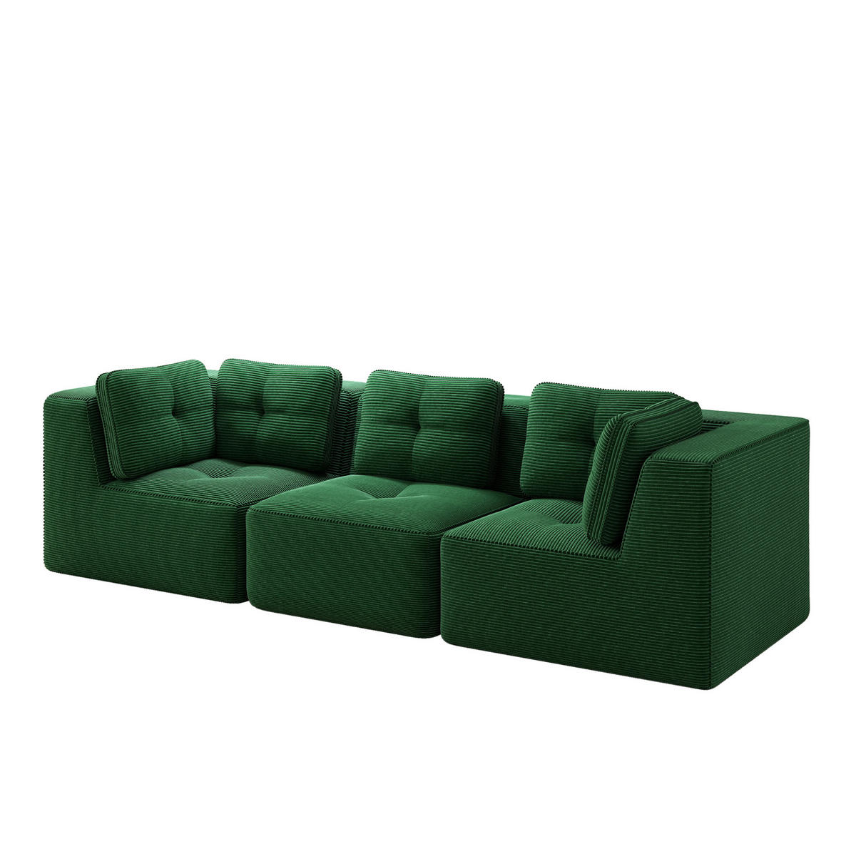 ECKSOFA 297/104/69 cm grün aus Cord mit 74 cm Sitztiefe und modularem Design - Grün, Textil (104/297cm) - OKWISH