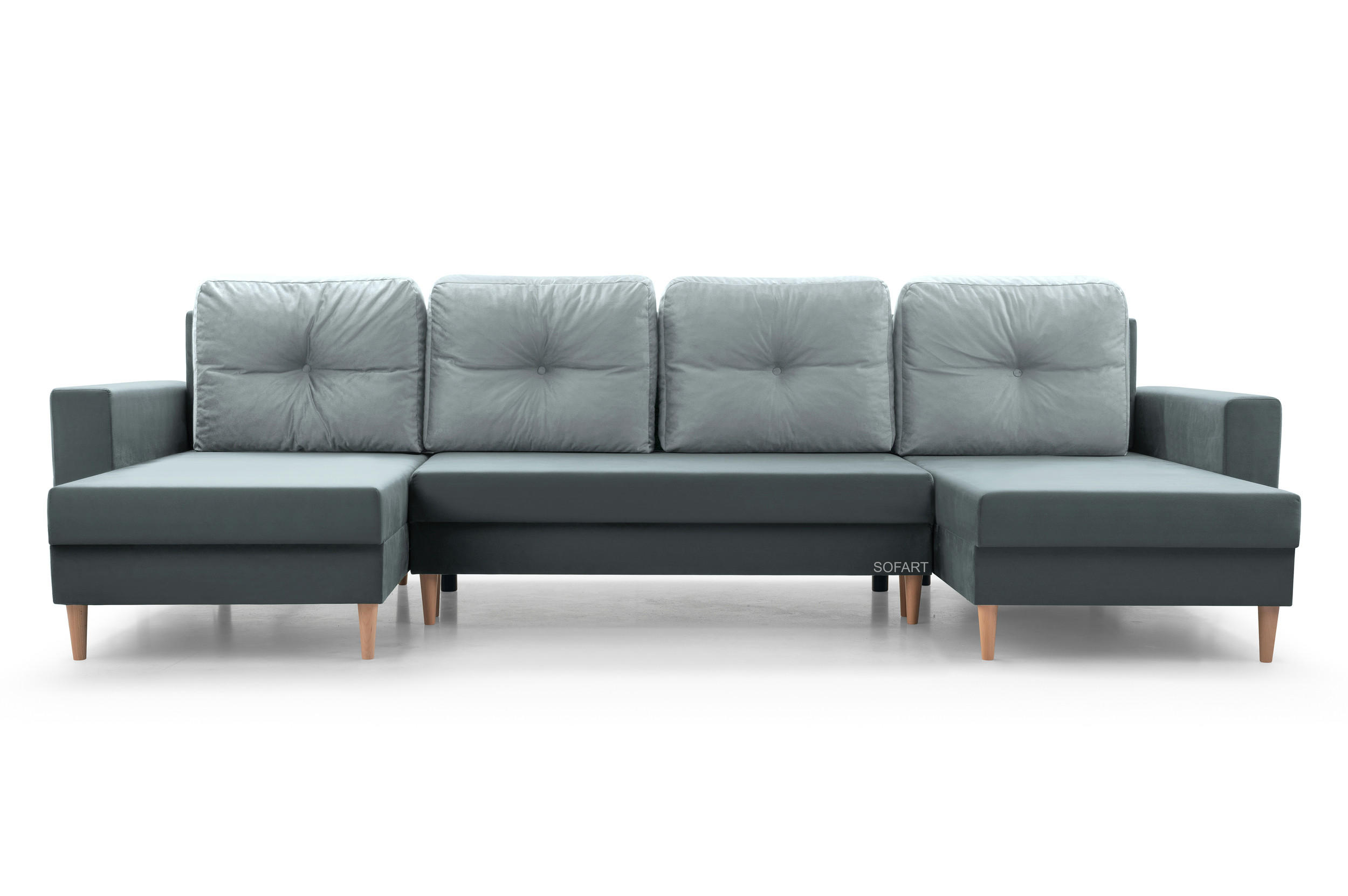 WOHNLANDSCHAFT - CARL U (Grau + Hellgrau Nur Kissen) - Greige, Holzwerkstoff (300/90/142cm) - Möblo