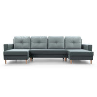 WOHNLANDSCHAFT - CARL U (Grau + Hellgrau Nur Kissen) - Greige, Holzwerkstoff (300/90/142cm) - Möblo