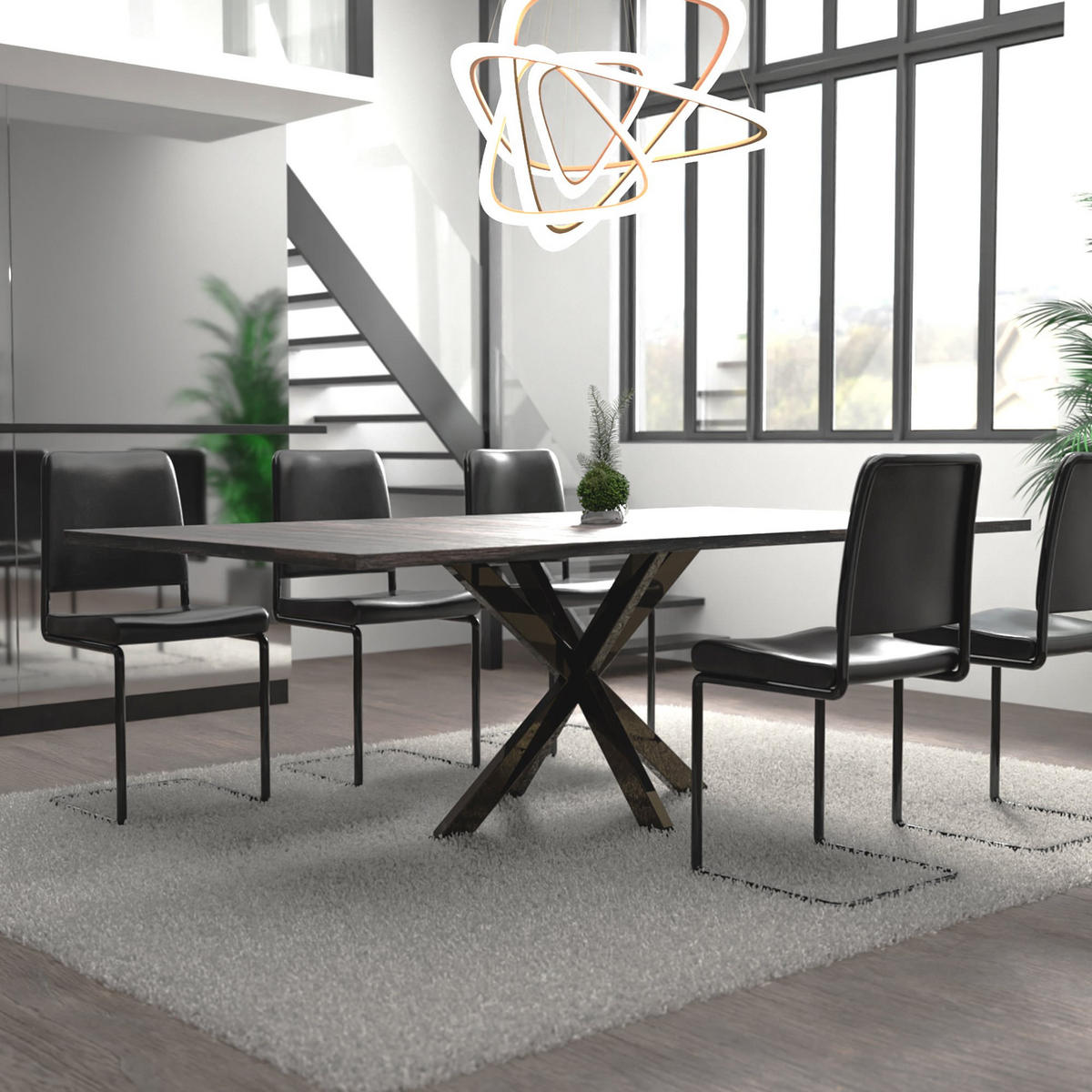 TISCHBEIN eckig 68/120/71 cm Metall industrial schwarz - Schwarz, Metall (68/71/120cm) - CLP