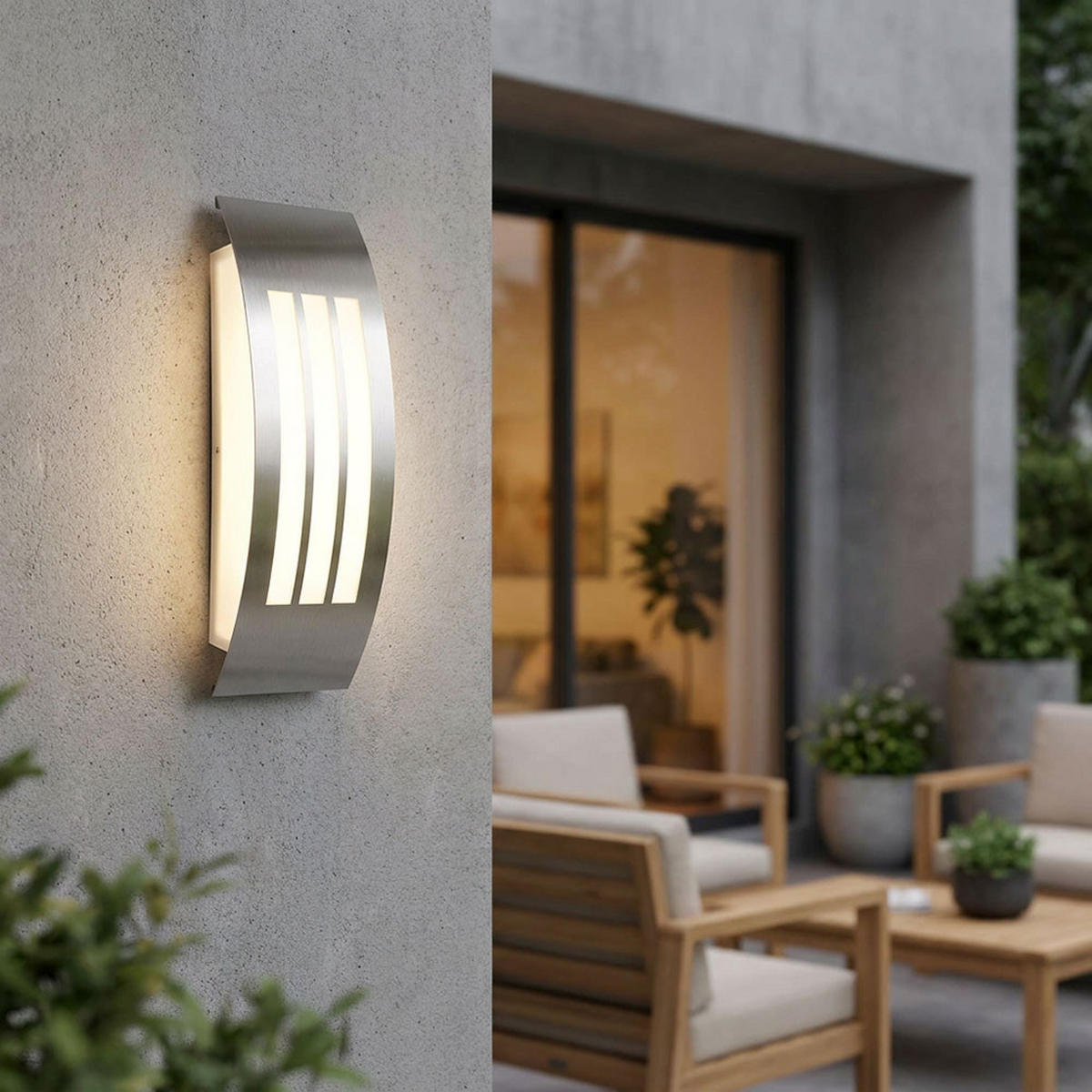 AUSSEN-WANDLEUCHTE Edelstahl Silber poliert - Silberfarben, Metall (10/32/9cm) - Globo Lighting