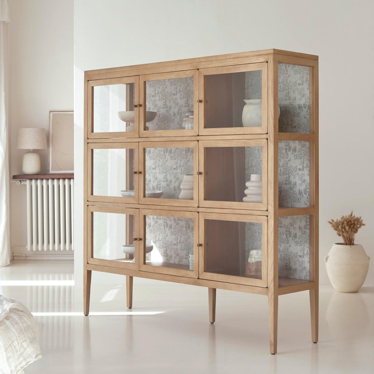 VITRINENSCHRANK Tana Natur aus Eiche - Naturfarben, Holz (160/160/40cm) - Tikamoon