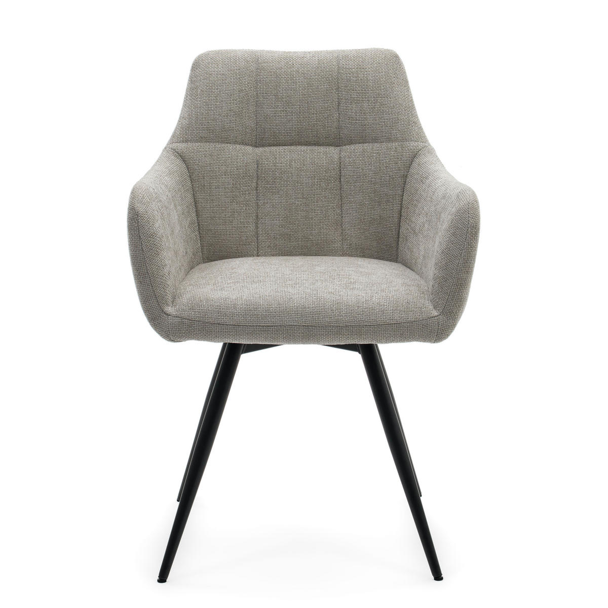 STUHL LUGANO drehbar gepolsterter mit Steppung - hellgrau - Chenille - Hellgrau/Schwarz, Textil/Metall (58/84/59cm) - NEW HOME