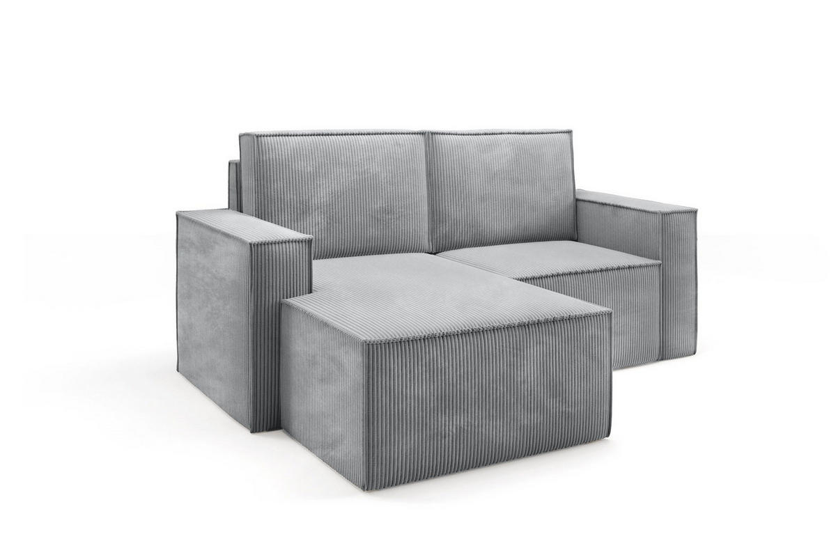 ECKSOFA Orto Hellgrau, Zweisitzer Kordecksofa linke seite - Hellgrau, Holzwerkstoff/Textil (180/141cm) - Bettso