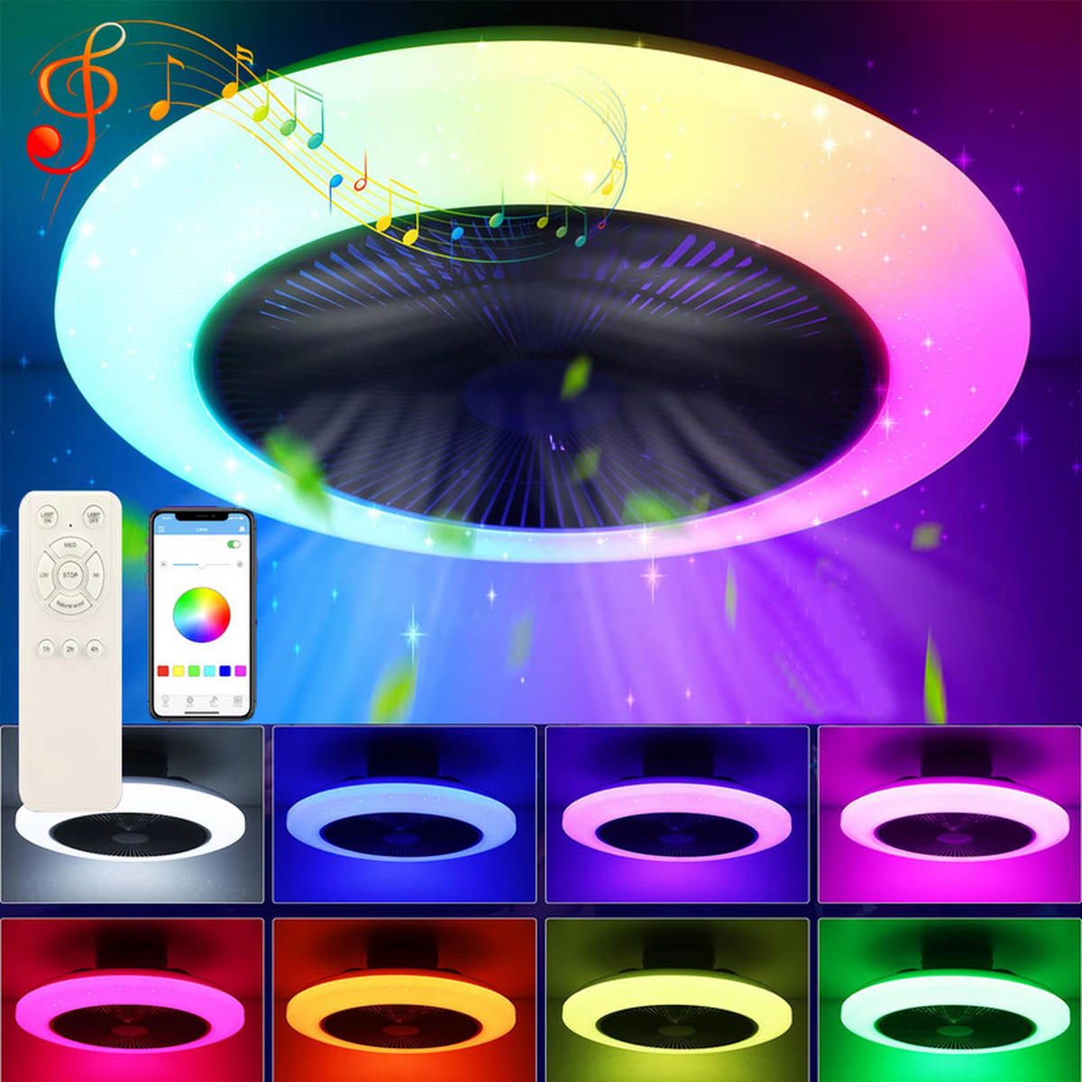 LED-DECKENVENTILATORLAMPE 50/12 cm - Schwarz, Kunststoff (50/50/12cm) - Coonoor