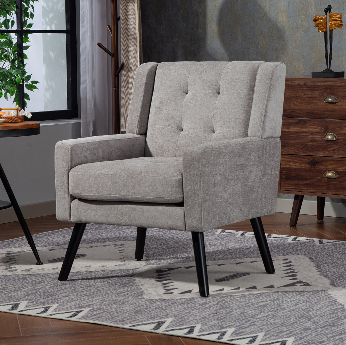 SESSEL 68/76/88 cm Light Gray aus Upholstered mit Tufting - Hellgrau, Textil (76/88/68cm) - OKMYHOME