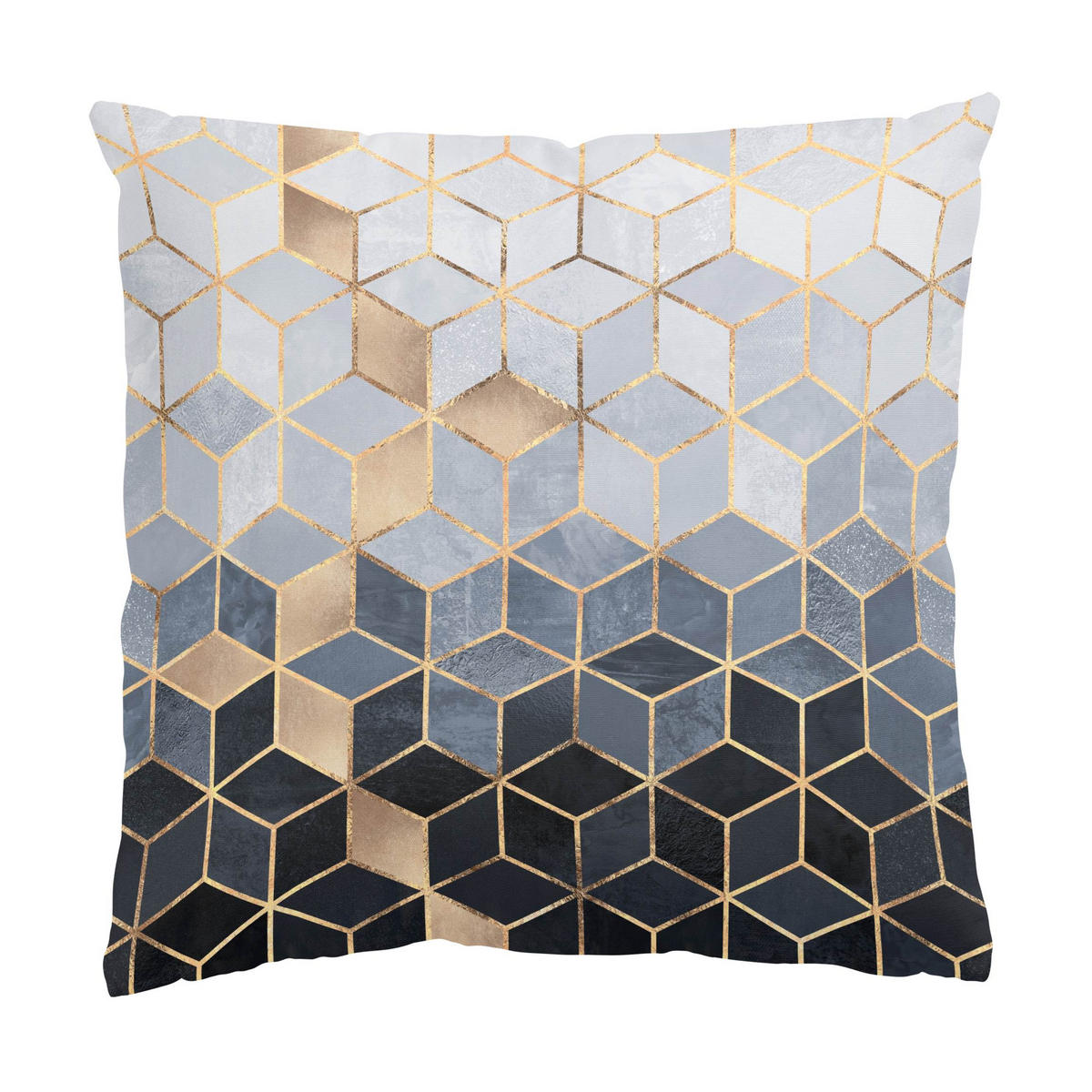 KISSENBEZUG Blau Weiß goldene Geometrie 50/50 cm - Goldfarben, Textil (50/50cm) - Bilderwelten