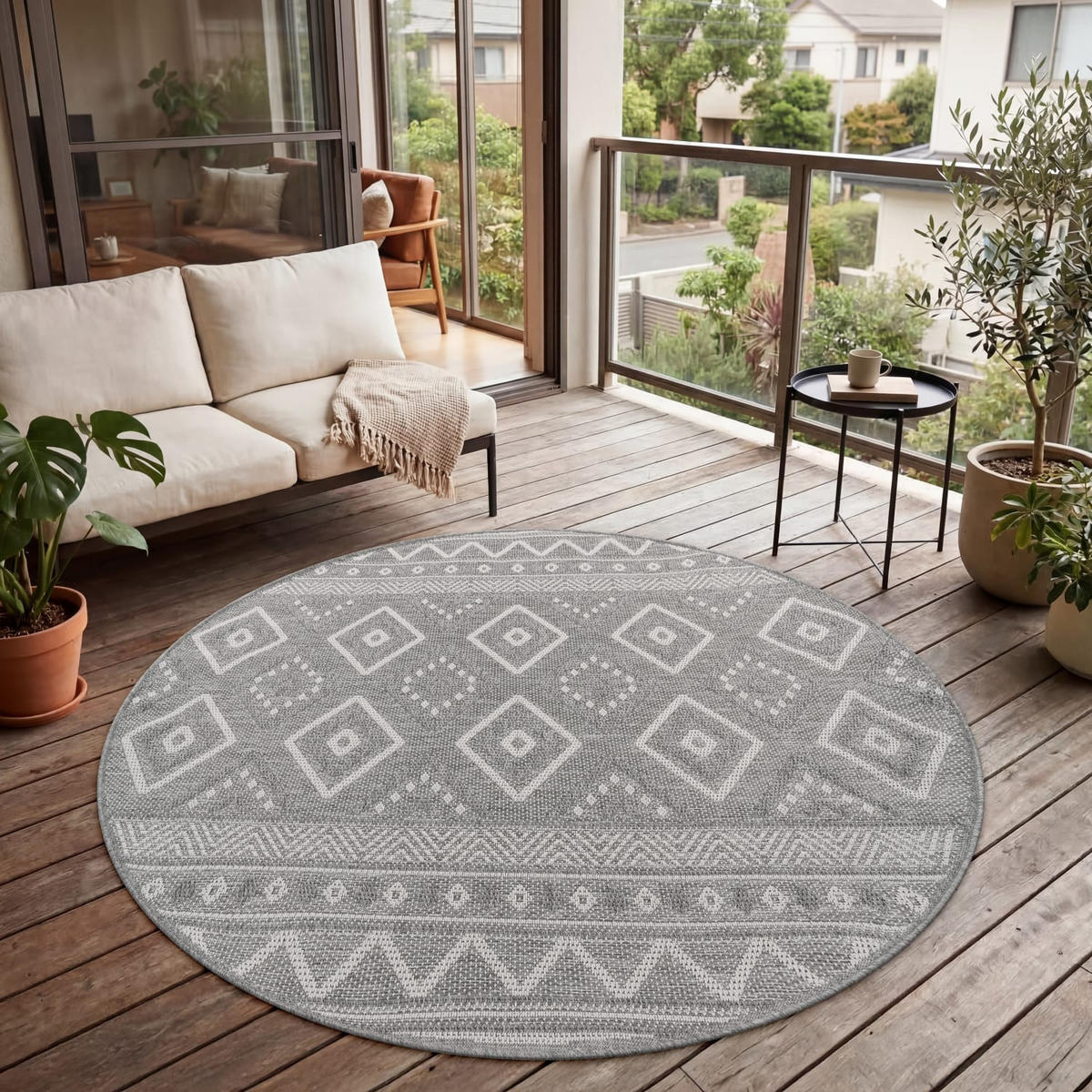 OUTDOORTEPPICH 120/120 cm Vermont 184 - Grau, Kunststoff (120/120cm) - Paco Home