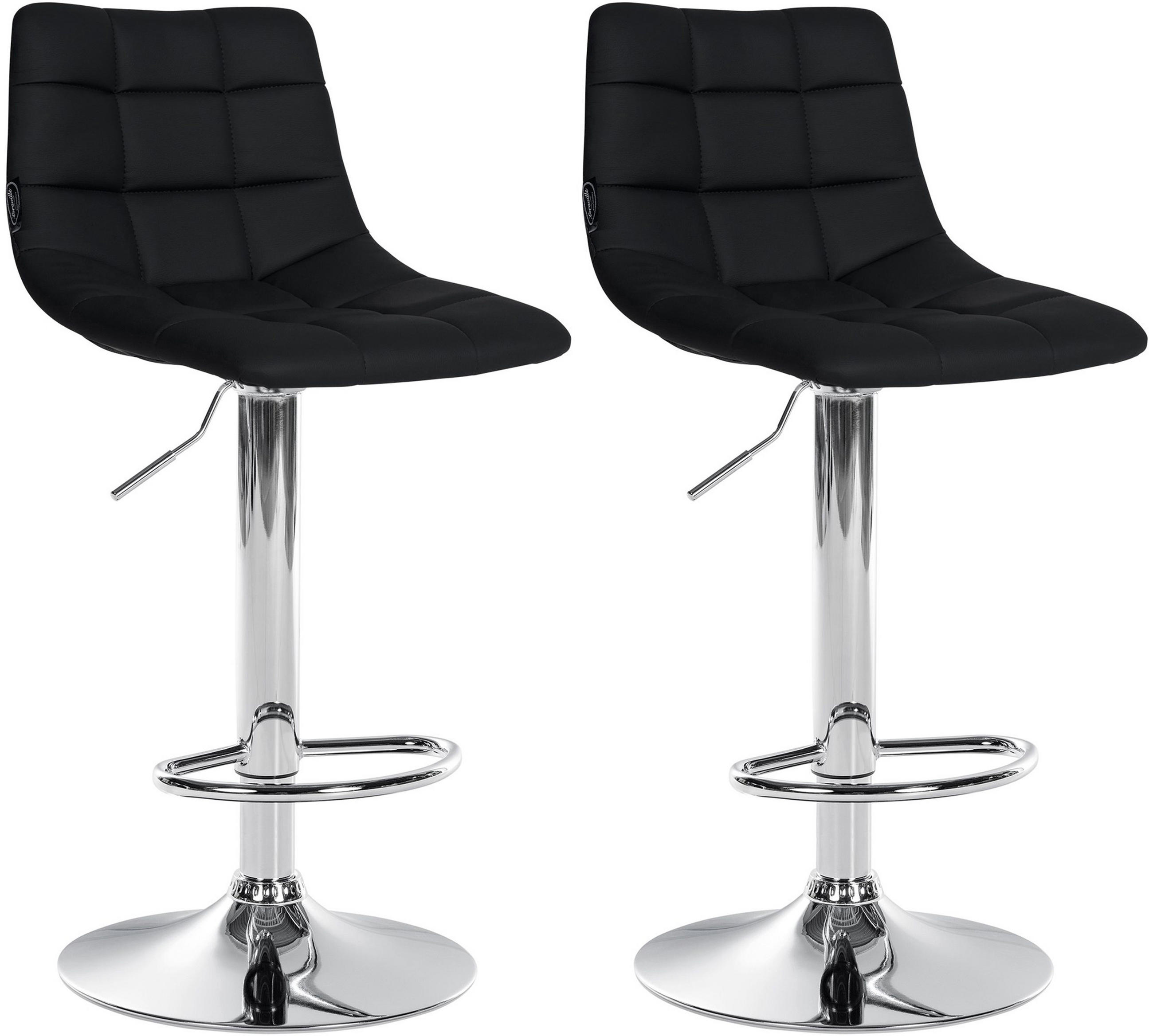 BARHOCKER 2er Set James Kunstleder chrom schwarz - Chromfarben/Schwarz, Kunststoff/Metall (43/108.5/46.5cm) - TPFLiving