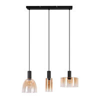 PENDELLEUCHTE Havyn 55/25/145 cm - Bernsteinfarben/Schwarz, Glas/Metall (55/25/145cm) - ZMH