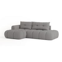 ECKSOFA FLUMA L-S Grau Geflochtener Stoff mit Schlaffunktion - Grau, Holz (274/165cm) - MASSENO