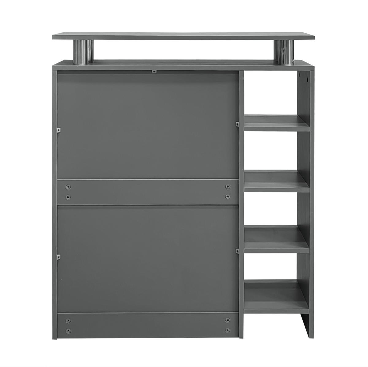 GARDEROBENSET 80/25/96,5 cm aus Spanplatte mit Spiegel und verstellbarem Schuhschrank Grau/Weiß - Weiß, Holzwerkstoff (80/96/25cm) - Modenvie