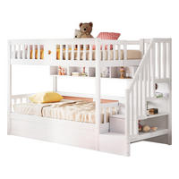 HOCHBETT 90/200 cm aus Holz mit Regal und Stauraumtreppe, Weiß - Weiß, Holz (90/200cm) - OKMYHOME