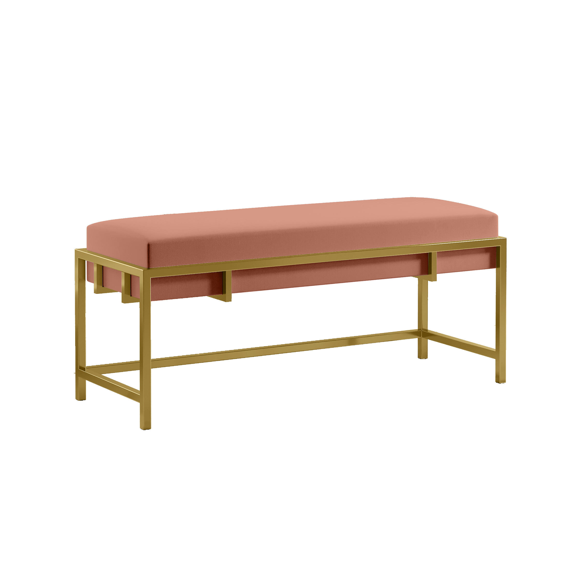 POLSTERBANK LAMO 100 Rosa, Goldene Beine - Pink/Goldfarben, Textil/Metall (100/45/35cm) - Bettso