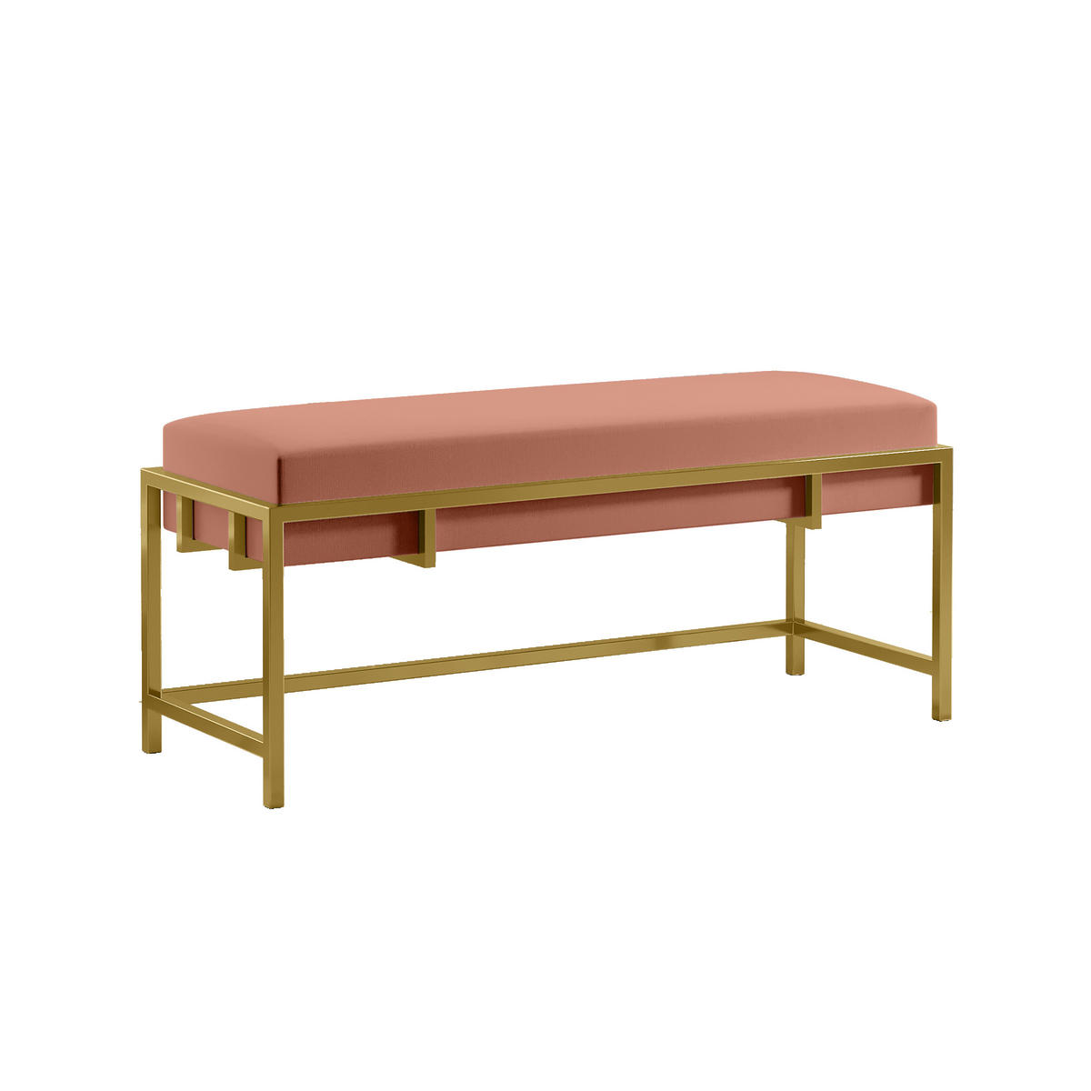 POLSTERBANK LAMO 100 Rosa, Goldene Beine - Pink/Goldfarben, Textil/Metall (100/45/35cm) - Bettso