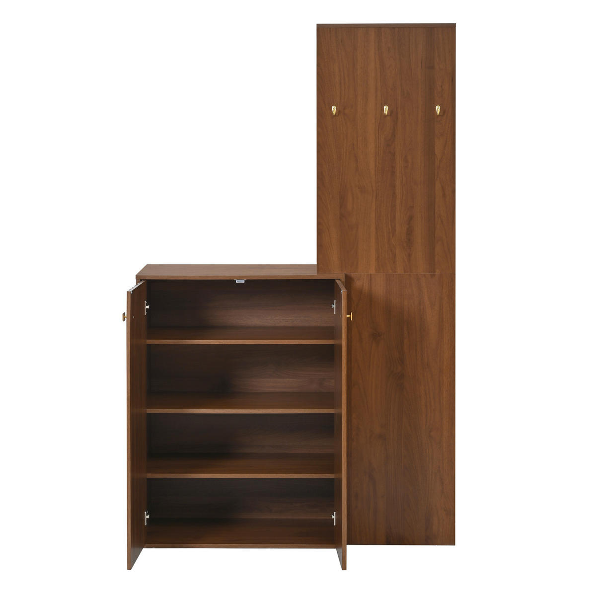 GARDEROBE 115/38,5/191,5 cm Nussbaum aus MDF mit Schuhschrank - Walnussfarben, Holzwerkstoff (115/191.5/38.5cm) - OKWISH