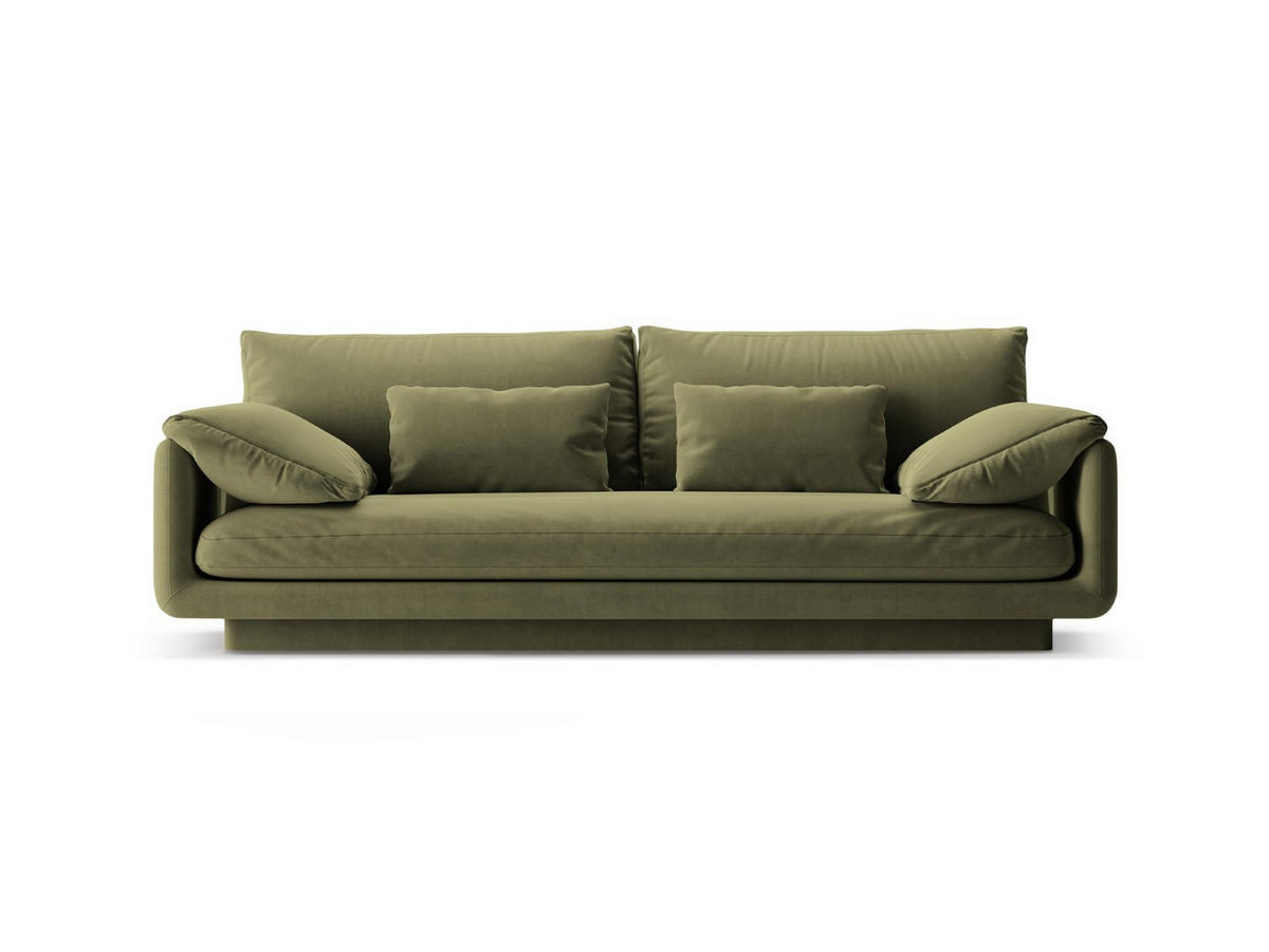 SOFA Torino aus Samt hellgrün 3 Sitzplätze - Hellgrün, Textil (103/83/220cm) - Micadoni