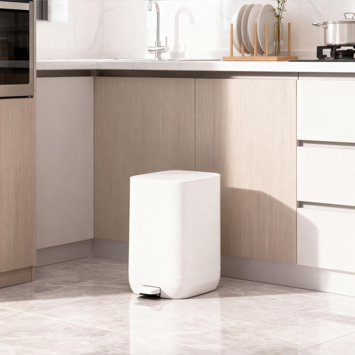 MÜLLEIMER - Weiß, Kunststoff (18/30/28cm) - Relaxdays