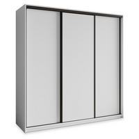 SCHWEBETÜRENSCHRANK NISSE 180/205/60 cm 3-türig mit Schubladen Weiß - Schwarz/Weiß, Holzwerkstoff (180/205/60cm) - MASSENO