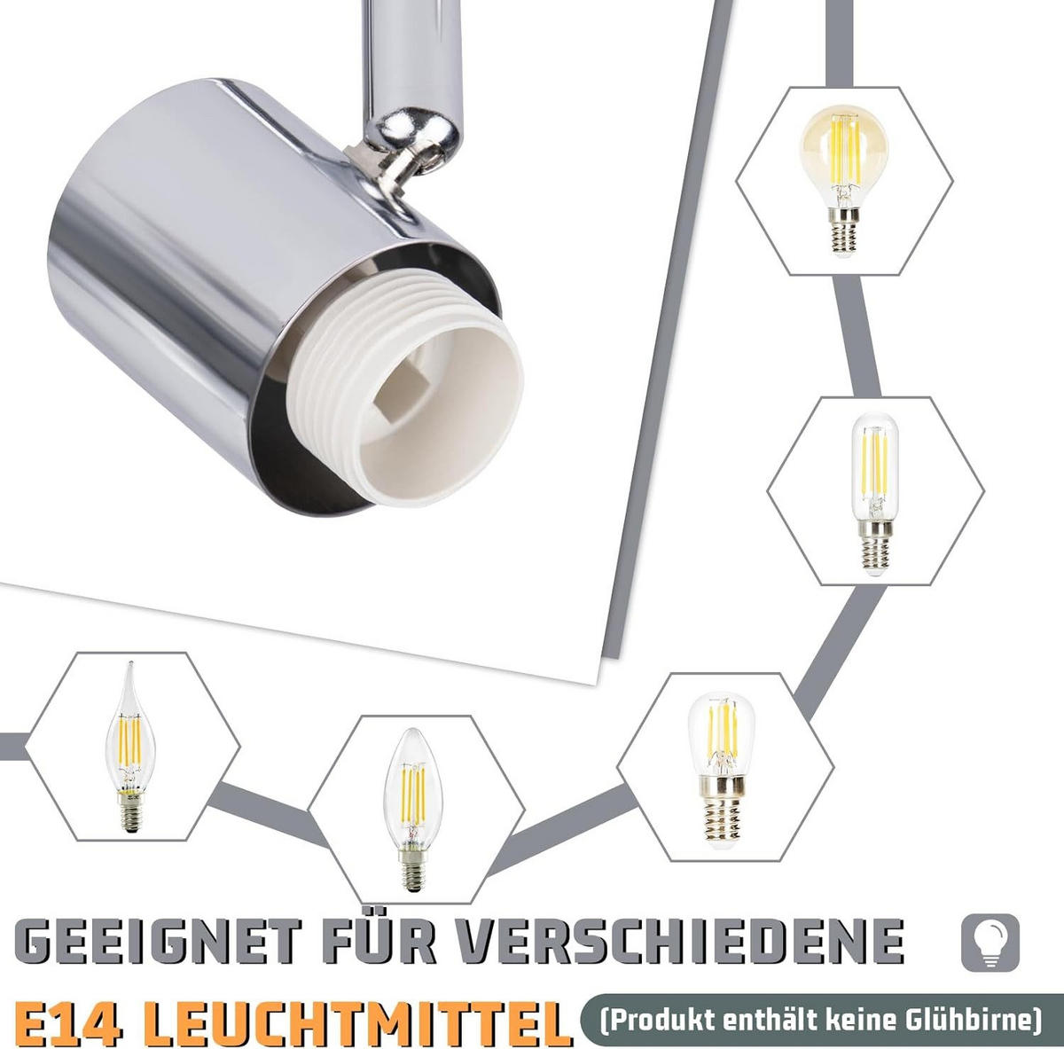 DECKENSTRAHLER Funkeline 10/17.5/150 cm - Weiß, Metall (150/10/17.5cm) - ZMH