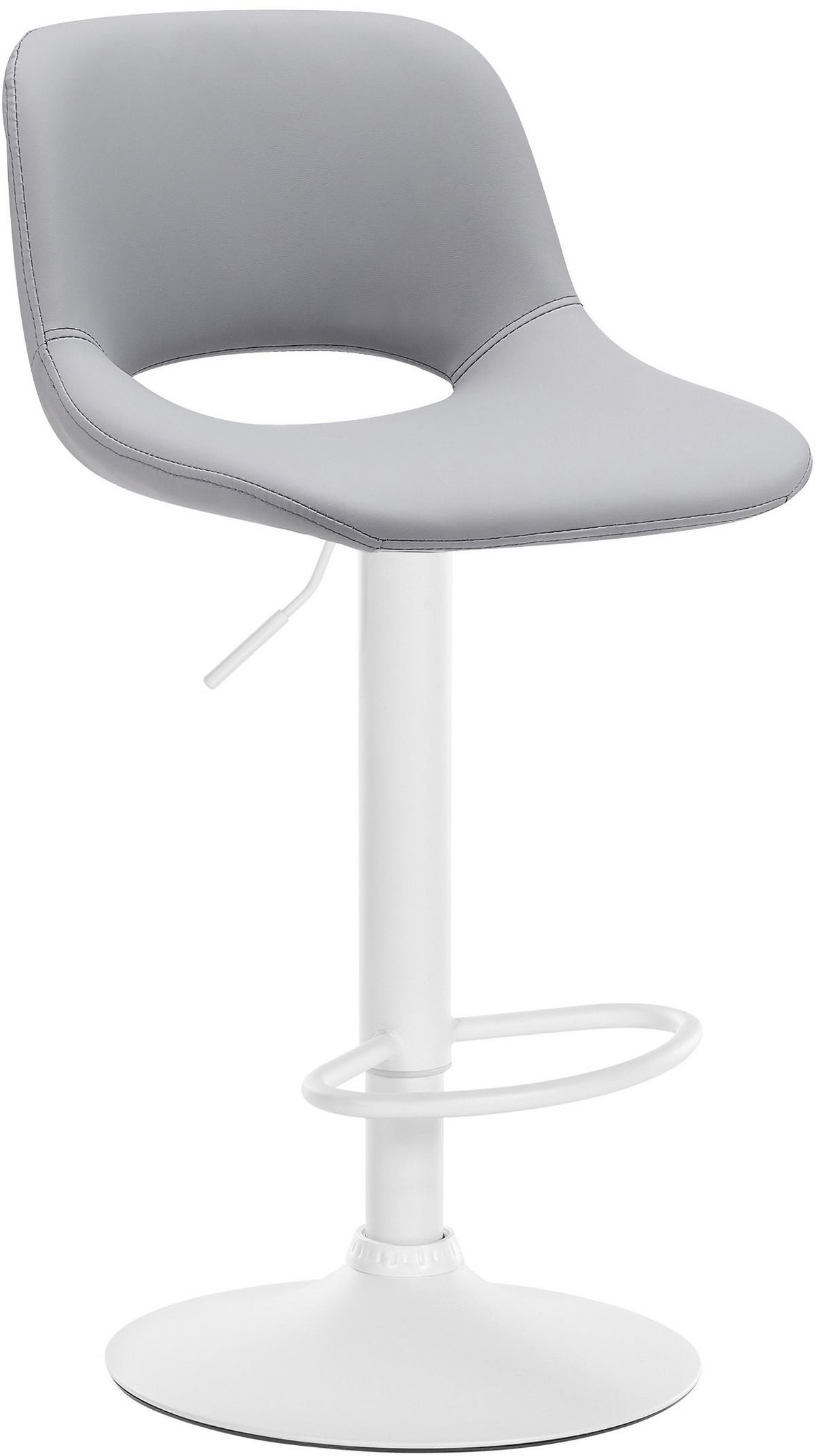 BARHOCKER JAKSON Grau Kunstleder Weiß - Grau, Leder/Metall (42/86/46cm) - DELUKE