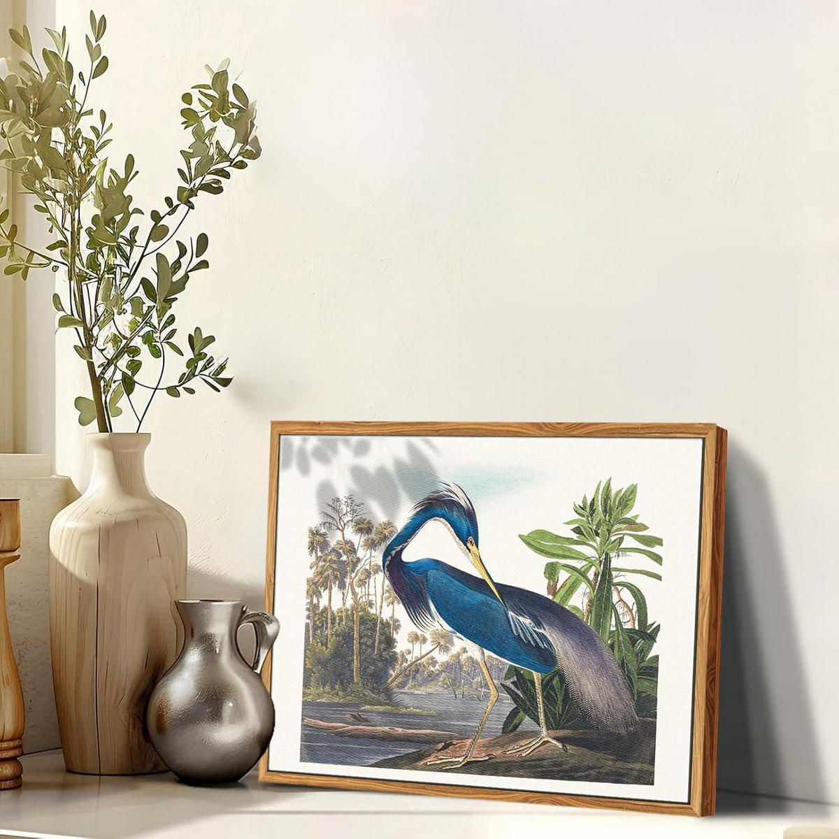 LEINWANDBILD mit Rahmen Vogelmotiv 30 x 40 cm - Blau, Holz (30/0.5cm)