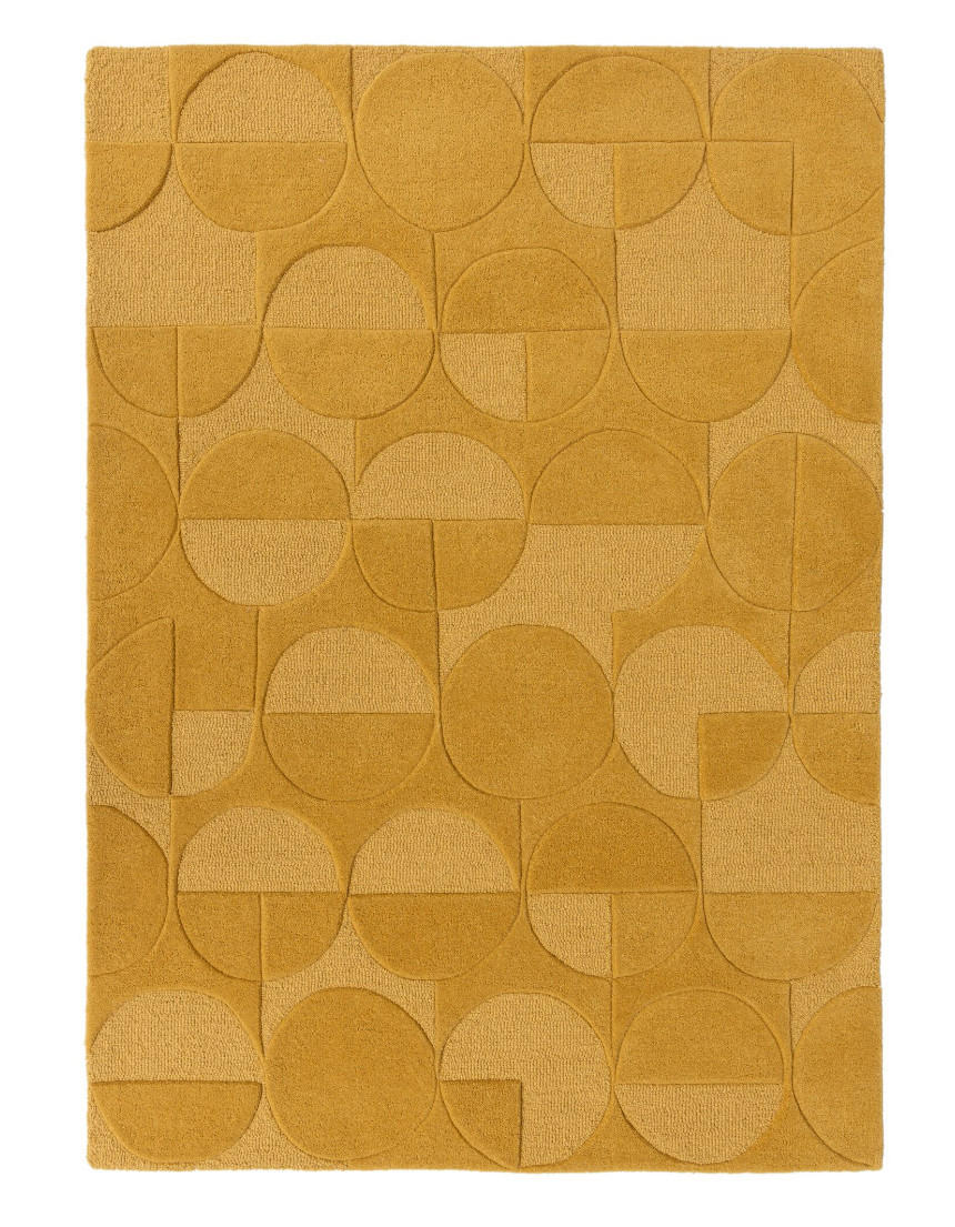 WOLLTEPPICH Geometrisches-Design, naturfarben DEBEN NOAH, Senfgelb 160x230 cm - Gelb, Textil (160/230cm) - KADIMA DESIGN