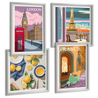 BILDER SET 4er Set - 50x50 cm & 40x60 cm Silberner Rahmen - Stadtansichten Paris London Frankreich - Silberfarben, Kunststoff (50/50cm) - TULUP