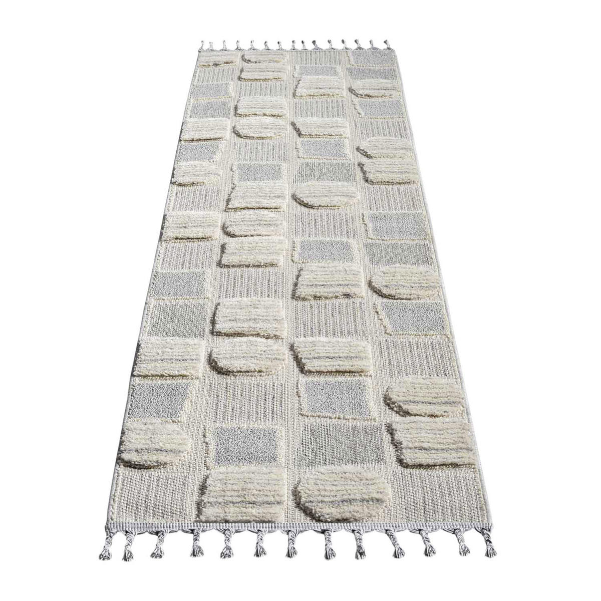 KURZFLOR-TEPPICH Valencia 950 Creme 80x300 cm - Blau/Creme, Textil (80/300cm) - carpet city