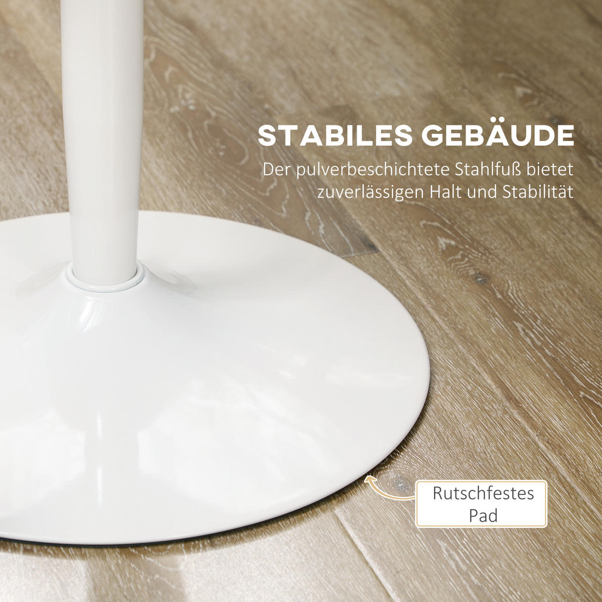 ESSTISCH Runder Küchentisch, Rutschfester Esszimmertisch für 2 Personen Weiß - Weiß, Holzwerkstoff/Metall (80/80/75cm) - HOMCOM