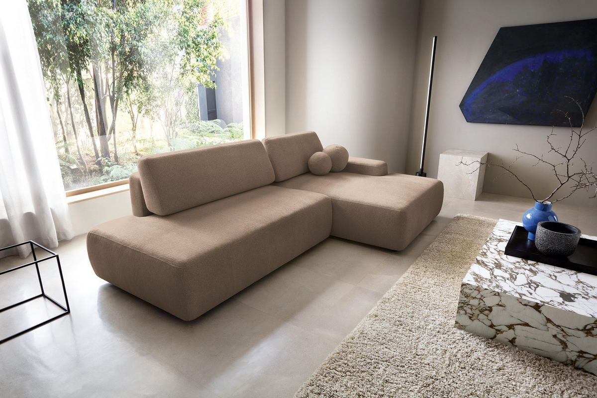 ECKSOFA 275 cm mit Schlaffunktion Orea O, Rechts, Dunkelbraun - Dunkelbraun, Holz (164/276cm) - Emporius